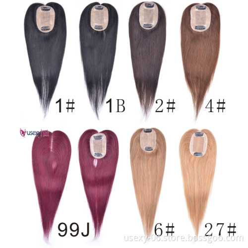 Silk Top Human Hair Topper Weft Supplier 6*9cm Silk Base Top Hairpiece Virgin Brazilian Clip in Hair Topper for Women